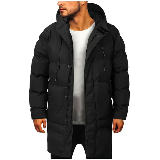 Herren Winterdaunenjacke Gepolstert Mit Kapuze Schwarz - Eveloria