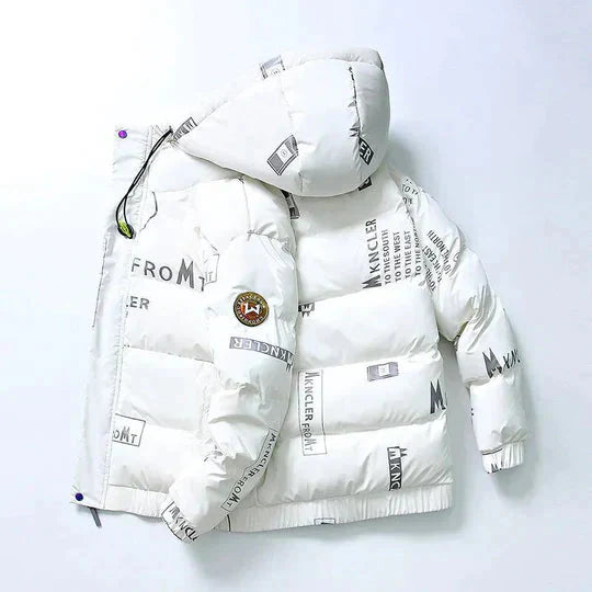 Herren Daunenjacke Kapuzenpufferjacke Schwarz - Eveloria