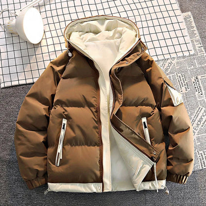 Herren Daunenjacke Warme Pufferjacke Mit Kapuze Schwarz - Eveloria