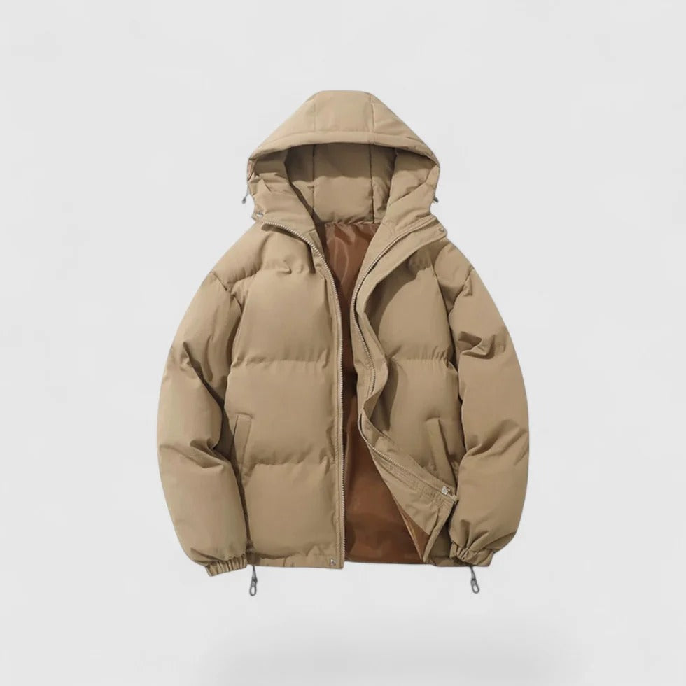 Pufferjacke | Mit Kapuze | Gewattert | Daunenmantel | Herren-Winterjacke-Braun-S-Chaps Herrenmode