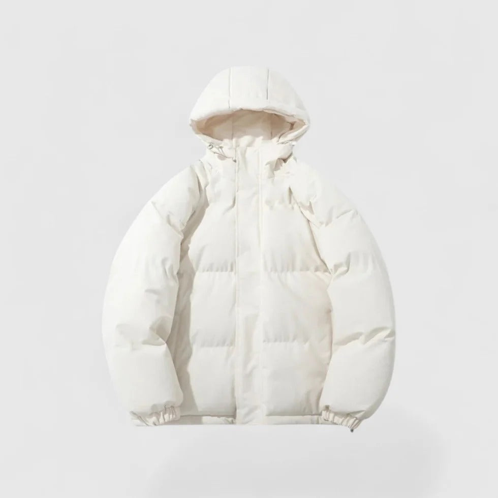 Pufferjacke | Mit Kapuze | Gewattert | Daunenmantel | Herren-Winterjacke-Weiß-S-Chaps Herrenmode