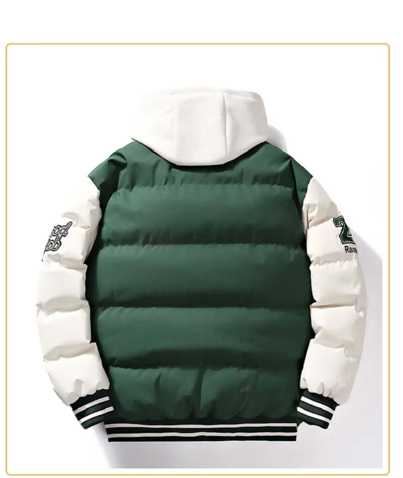 Herren Winterjacke Wattiert Mit Kapuze Baseballjacke Schwarz - Eveloria