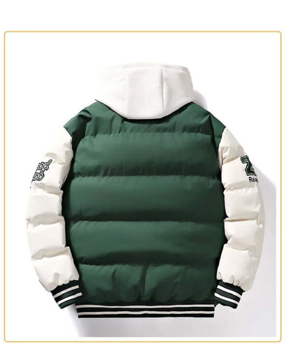 Herren Winterjacke Wattiert Mit Kapuze Baseballjacke Schwarz - Eveloria