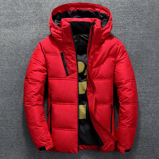 Herren Daunenjacke Warme Kapuzenjacke Schwarz - Eveloria