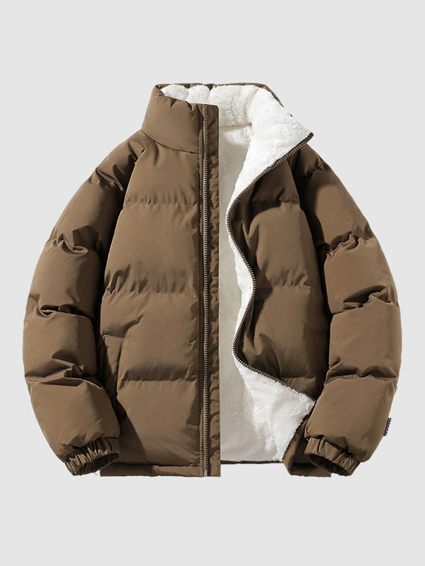 Herren Steppjacke Fleece Gefüttert Warm Schwarz - Eveloria