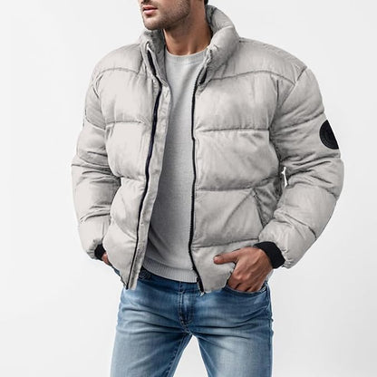 Pufferjacke – Warme, wattierte Winterjacke mit Reißverschluss für Herren-Grau-M-Chaps Herrenmode