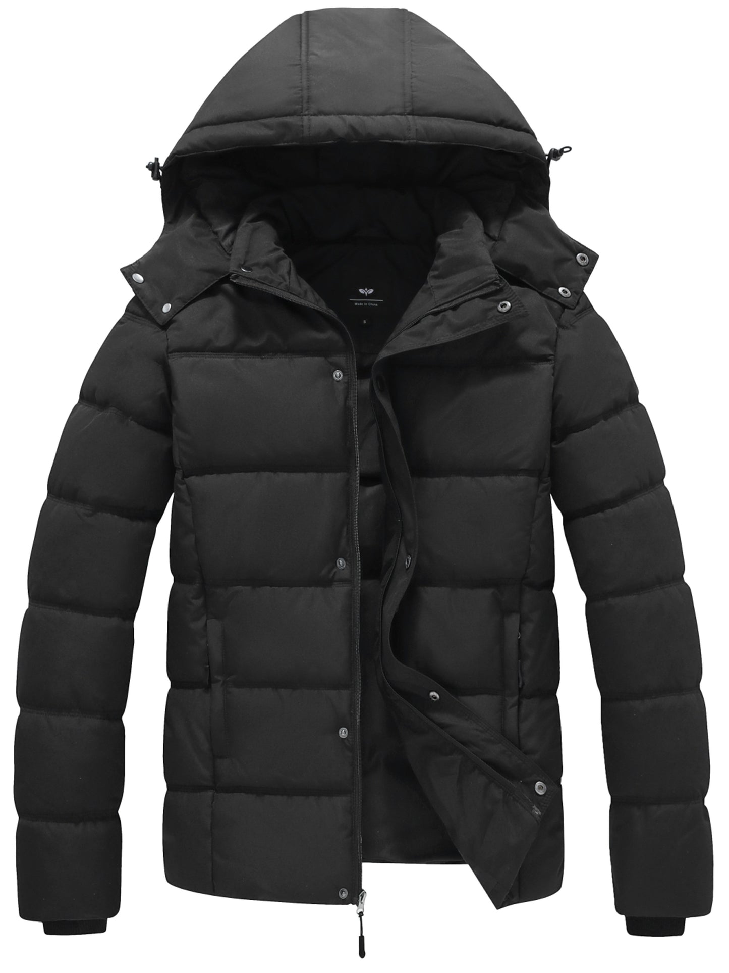 Herren Winter-Daunenjacke Wasserdicht Mit Kapuze Schwarz - Eveloria