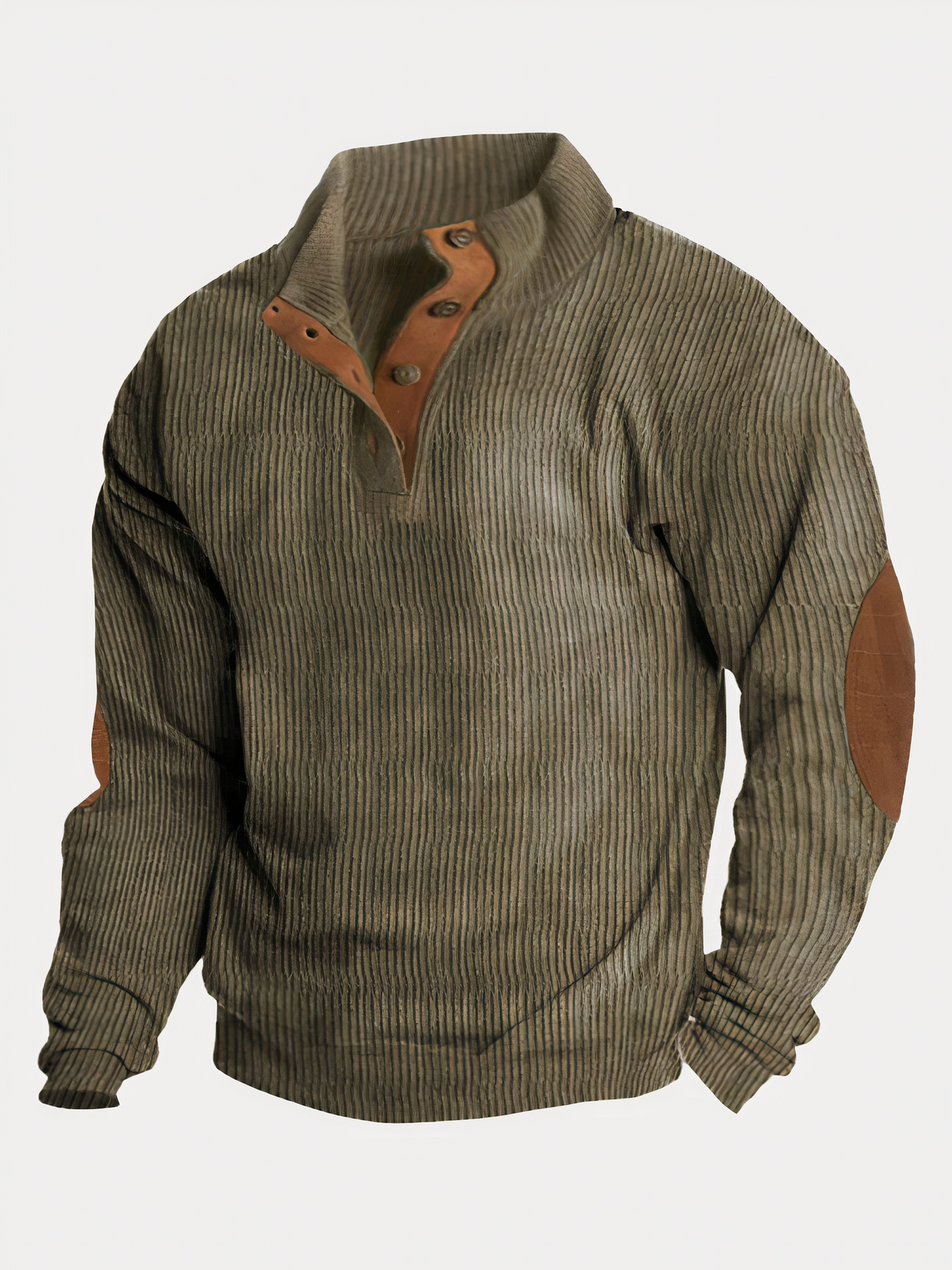 Herren Pullover Halbknopfleiste Ellbogenaufnäher - Eveloria