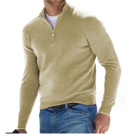 Pullover - Herren Strickpullover mit Viertel-Reißverschluss-Aprikose-S-Chaps Herrenmode