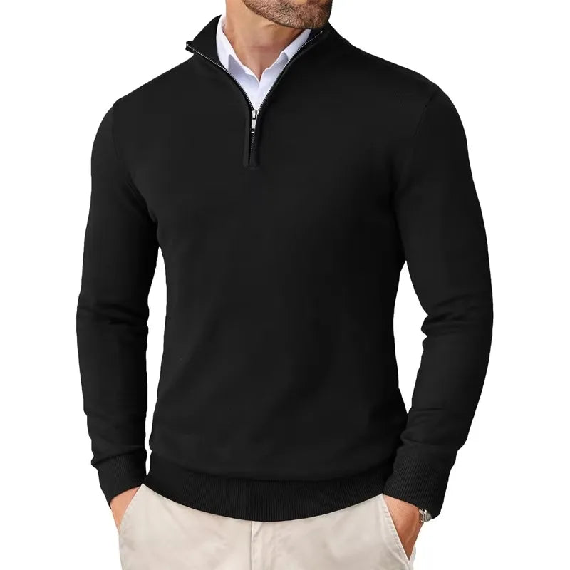 Pullover mit Viertelreißverschluss | Gestrickt | Halbreißverschluss | Polo-Pullover | Herren-Pullover mit Viertelreißverschluss-Chaps Herrenmode