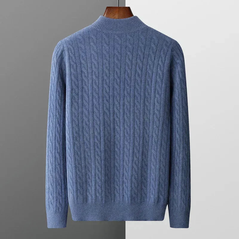 Pullover mit Viertelreißverschluss – Zopfmuster – Pullover – Strickpullover – Herrenpullover mit halbem Reißverschluss-Chaps Herrenmode