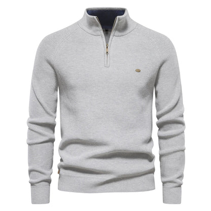 Herren Strickpullover Halb-Reißverschluss Hochkragen Winter Schwarz - Eveloria