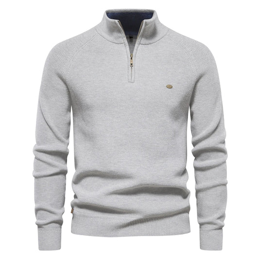 Herren Strickpullover Halb-Reißverschluss Hochkragen Winter Schwarz - Eveloria