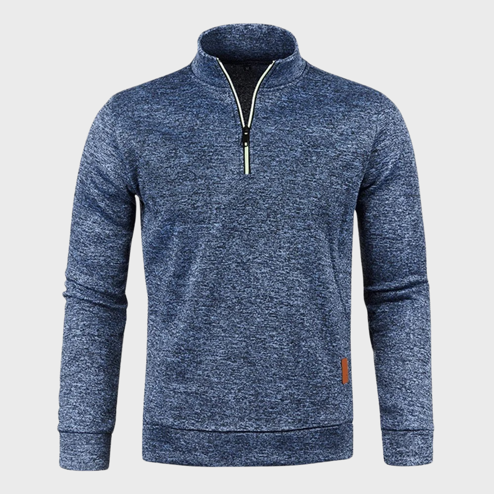 Herren Pullover Langarm Sweatshirt Halb-Reißverschluss Grau - Eveloria