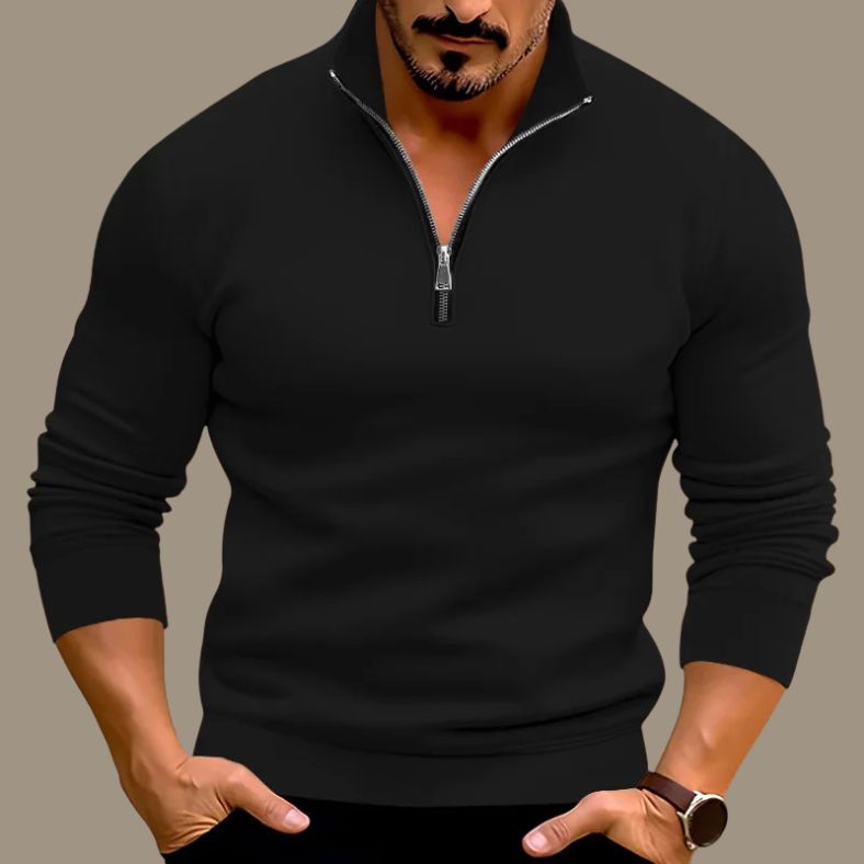 Herren Pullover Halb-Reißverschluss Lässig Warm Sweatshirt Grau - Eveloria