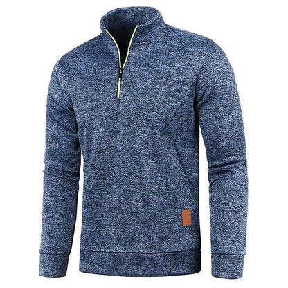 Herren Pullover Kurzreißverschluss Elastisch Langarm Schwarz - Eveloria