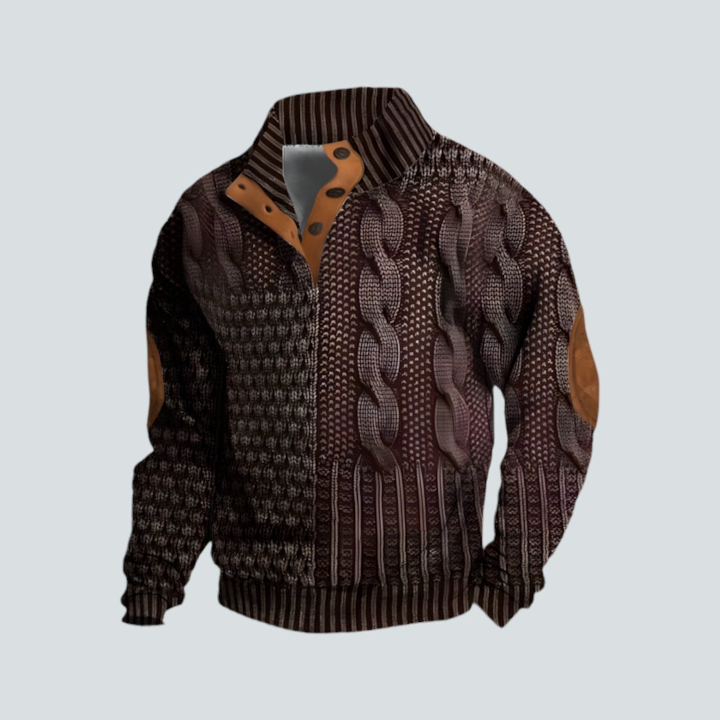 Herren Pullover Warm Locker Passform Vierteljährige Knopfleiste - Eveloria