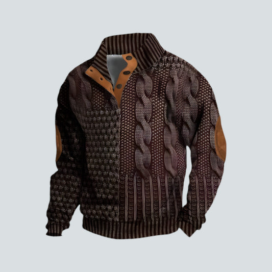 Herren Pullover Warm Locker Passform Vierteljährige Knopfleiste - Eveloria