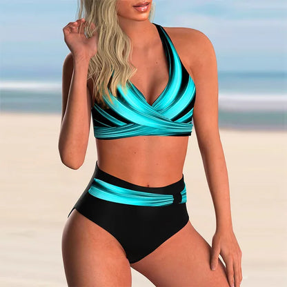 Eveloria Damen Push-Up Halter-Bikini-Set Hoher Taille