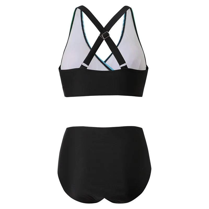 Eveloria Damen Push-Up Halter-Bikini-Set Hoher Taille
