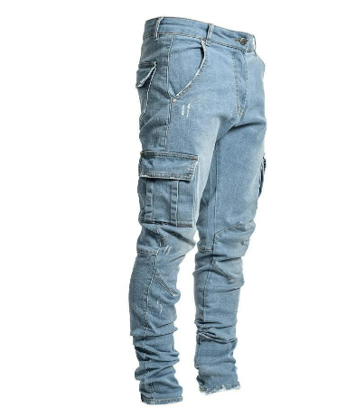 Herren Cargohose Schmale Passform Trendig Schwarz - Eveloria