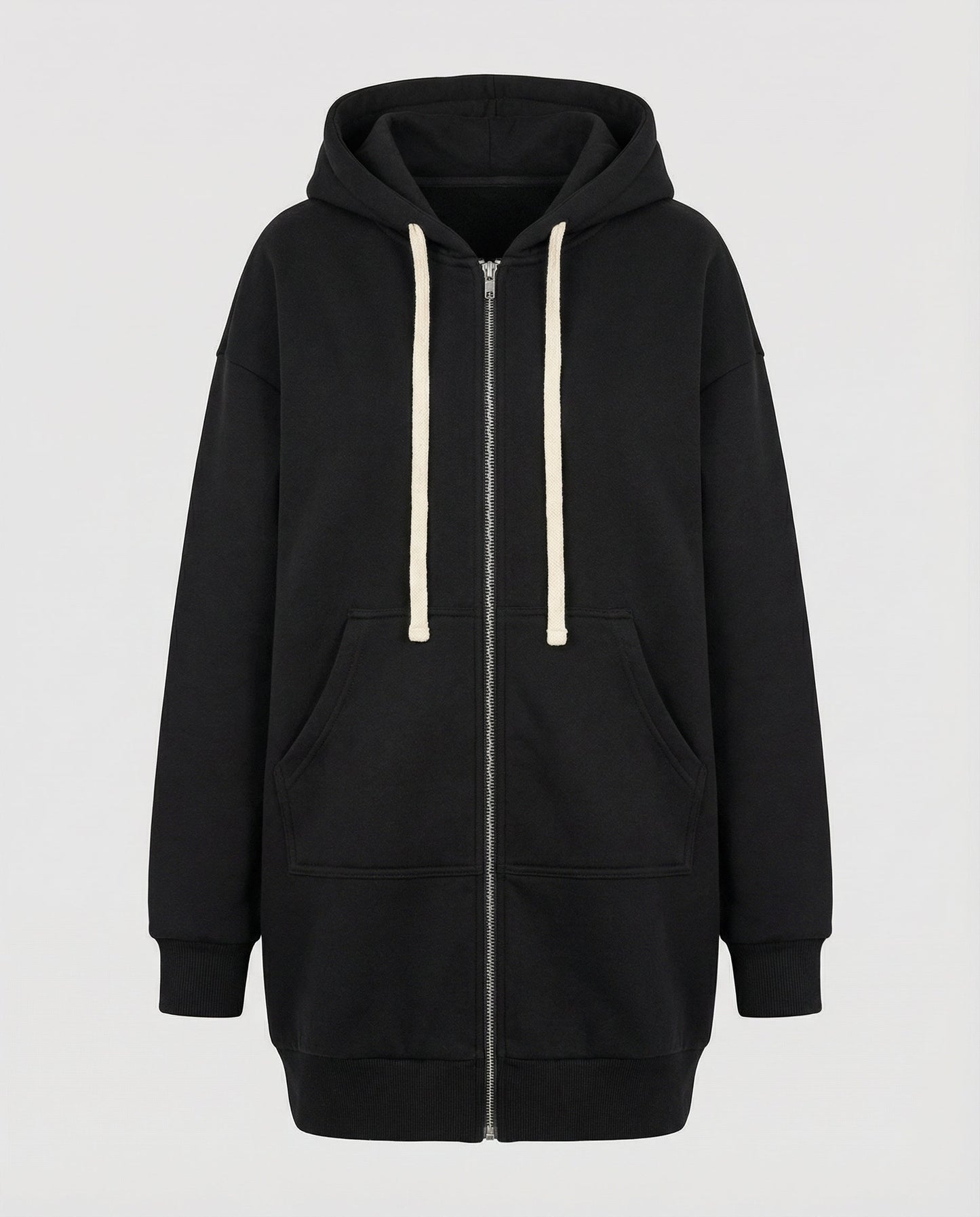 Damen Hoodie Knielang Komfort Sweatjacke
