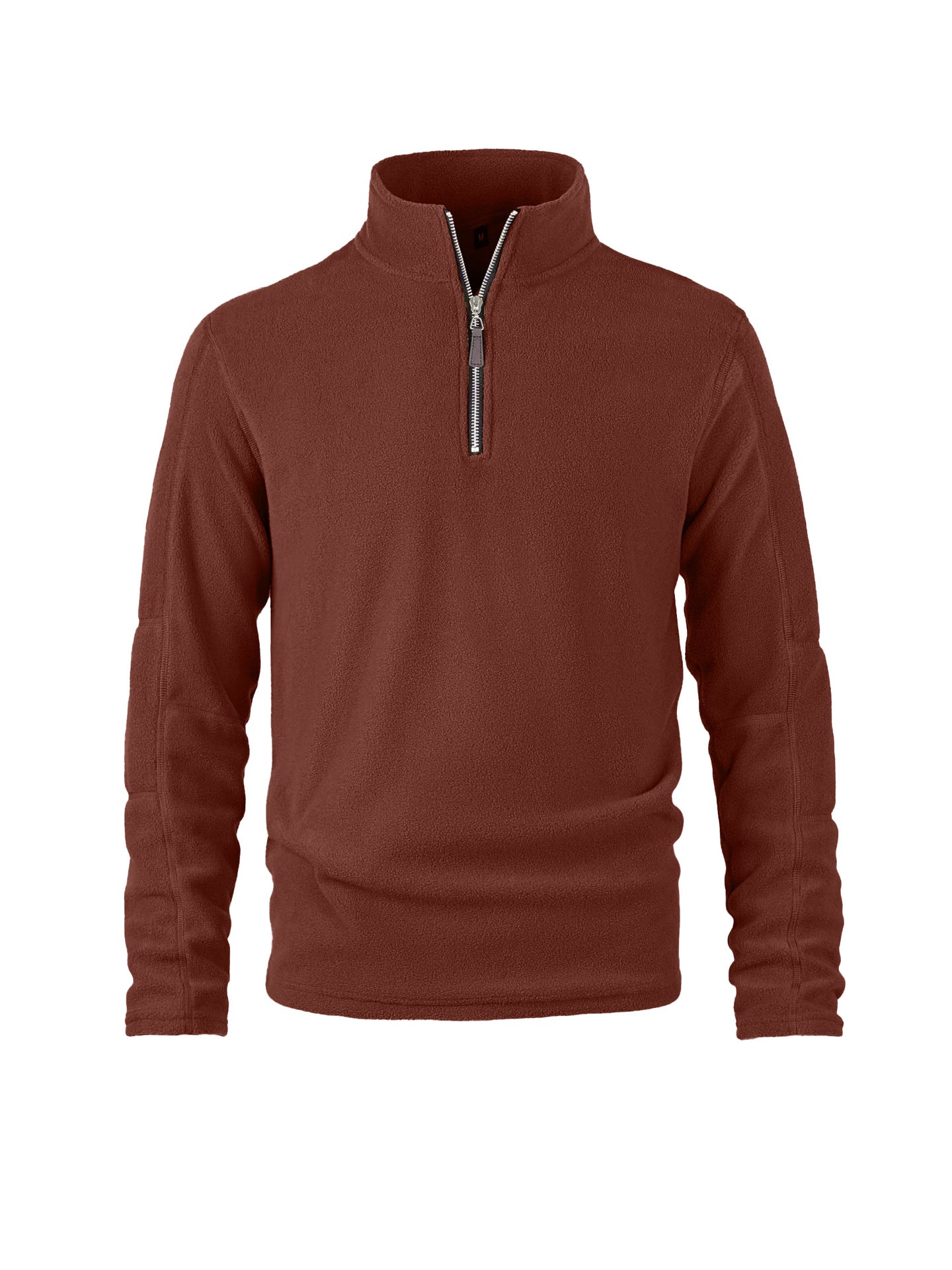 Quarter-Zip Fleece - Warmer Half-Zip Pullover für Männer-Dunkelbraun-S-Chaps Herrenmode