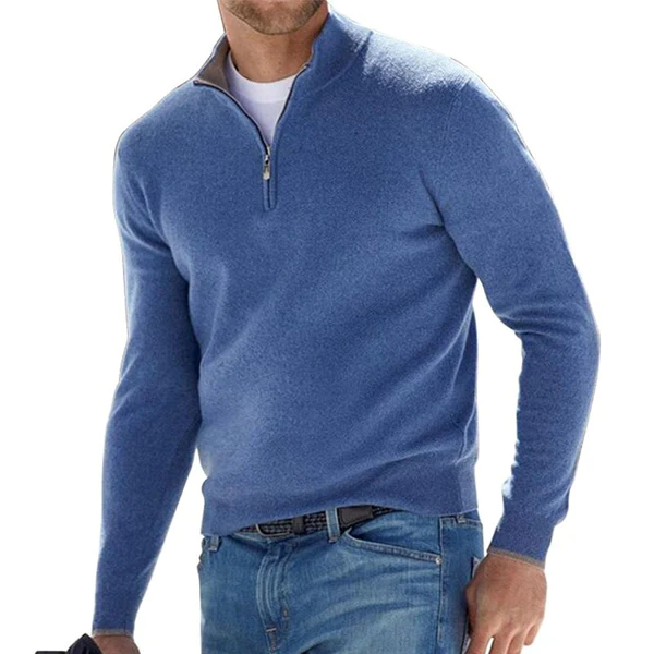 Herren Strickpullover Langärmelig Halbzipper Grau - Eveloria