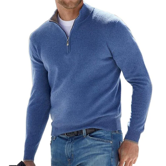 Herren Strickpullover Langärmelig Halbzipper Grau - Eveloria