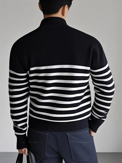 Quarter-Zip Pullover - Gestreift - Gestrickt - Polo Pullover - Herren Half-Zip Pullover-Chaps Herrenmode