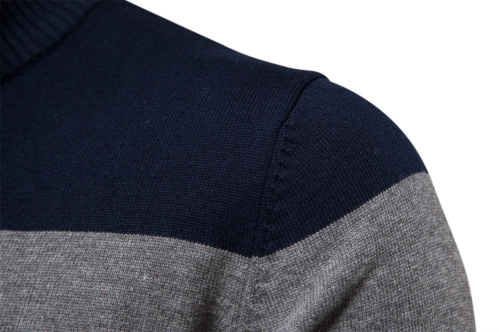 Quarter Zip Pullover - Gestreifter Strickpullover mit Viertel-Reißverschluss für Männer-Chaps Herrenmode
