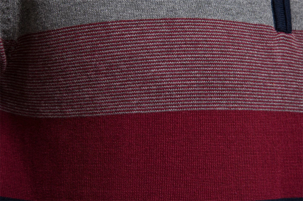 Quarter Zip Pullover - Gestreifter Strickpullover mit Viertel-Reißverschluss für Männer-Chaps Herrenmode