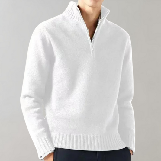 Herren Strickpullover Regular Fit Halbzipper Grau - Eveloria