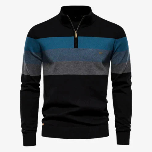 Herren Strickpullover Langarm Stehkragen Quarterzip Anthrazit - Eveloria