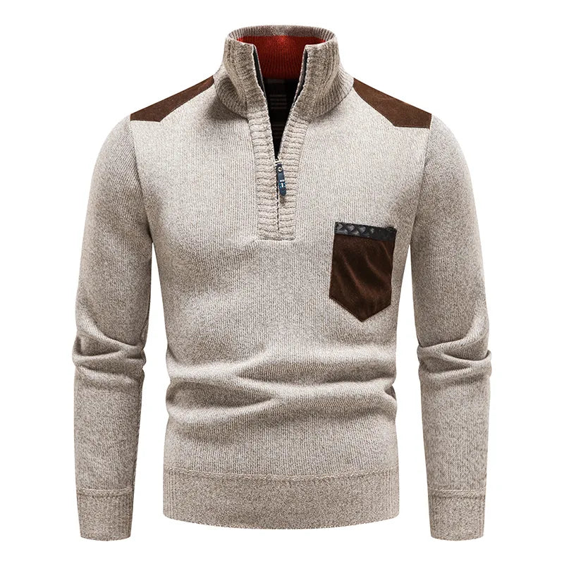 Herren Strickpullover Langarm Quarter Zip Warm - Eveloria