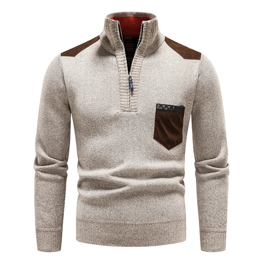 Herren Strickpullover Langarm Quarter Zip Warm - Eveloria