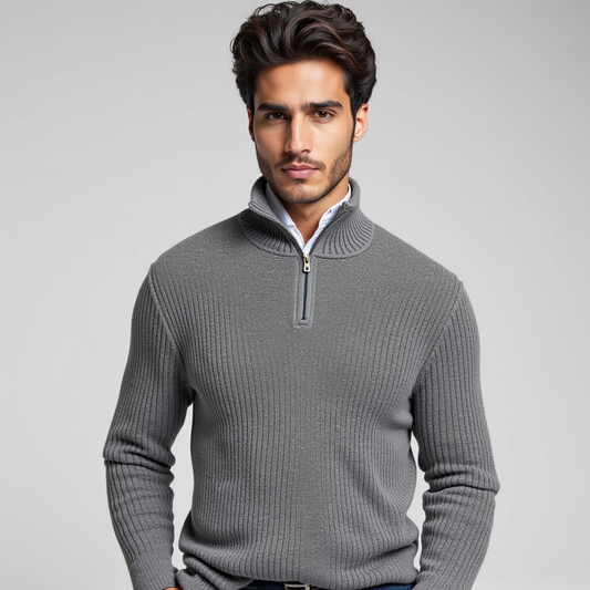Herren Strickpullover Halbzipper Warm Winter - Eveloria