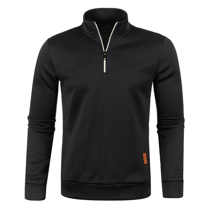Herren Sweatshirt Langarm Hoher Kragen Quarterzip Grau - Eveloria