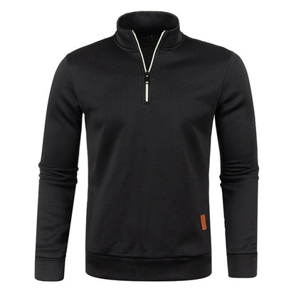 Herren Sweatshirt Langarm Hoher Kragen Quarterzip Grau - Eveloria