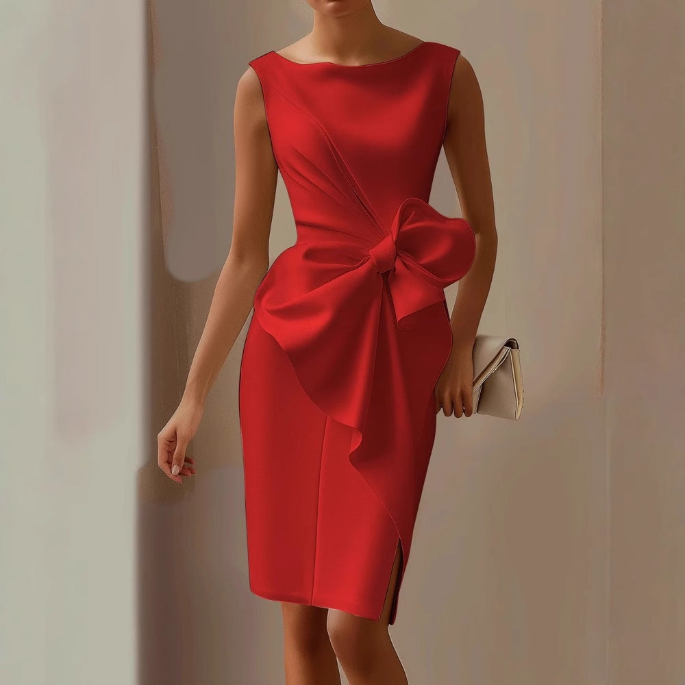 Damen Etuikleid Elegantes Drapierungsdesign Zeitlos