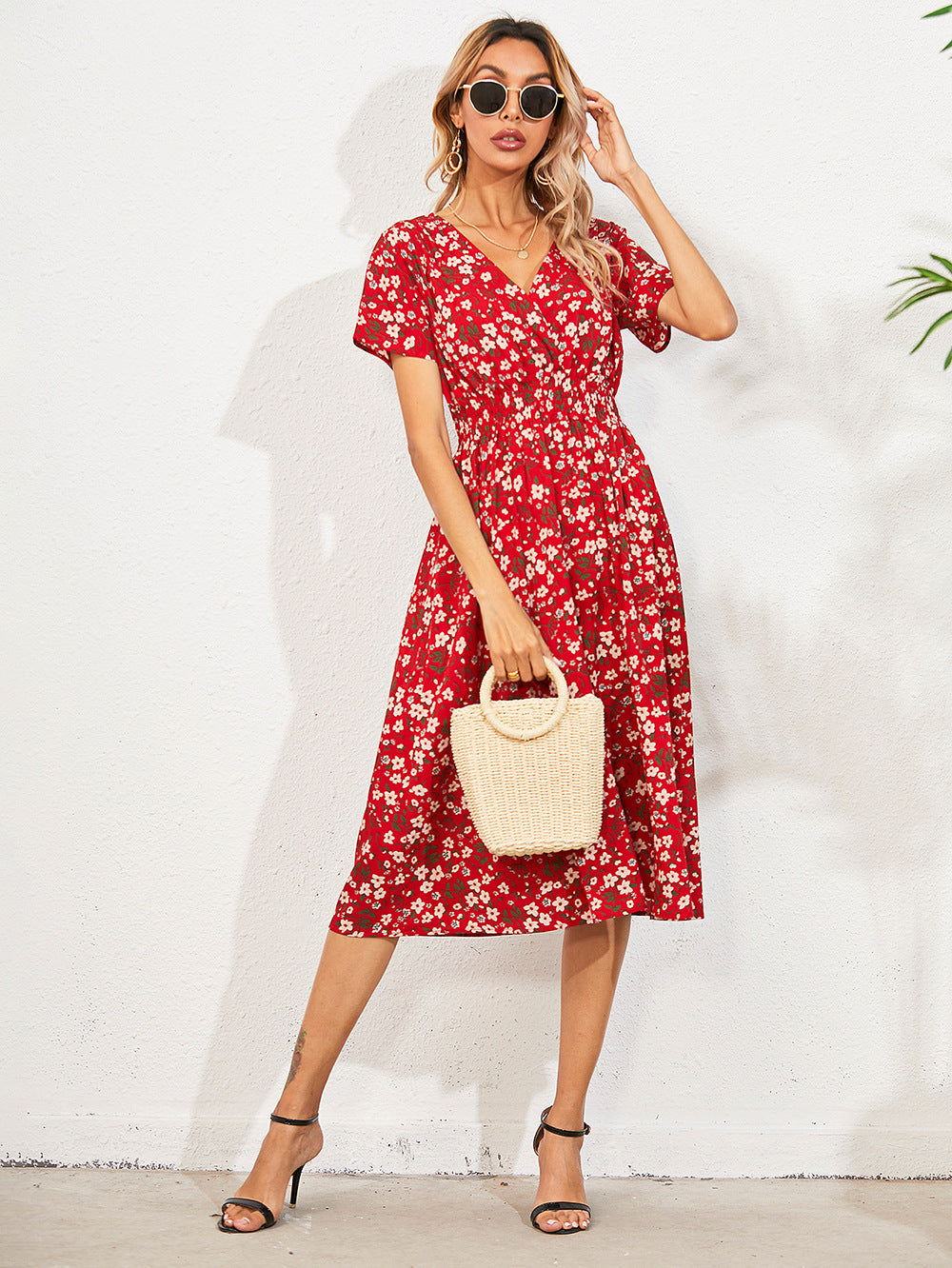Eveloria Damen Sommerkleid Floral Elegant