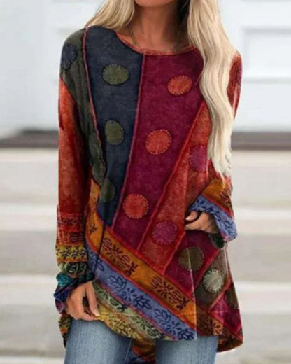 Damen Langtop Retro-Style Luftig