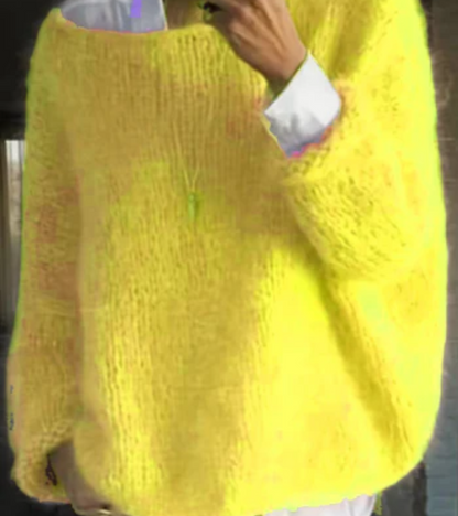 Damen Oversize Strickpullover Lang