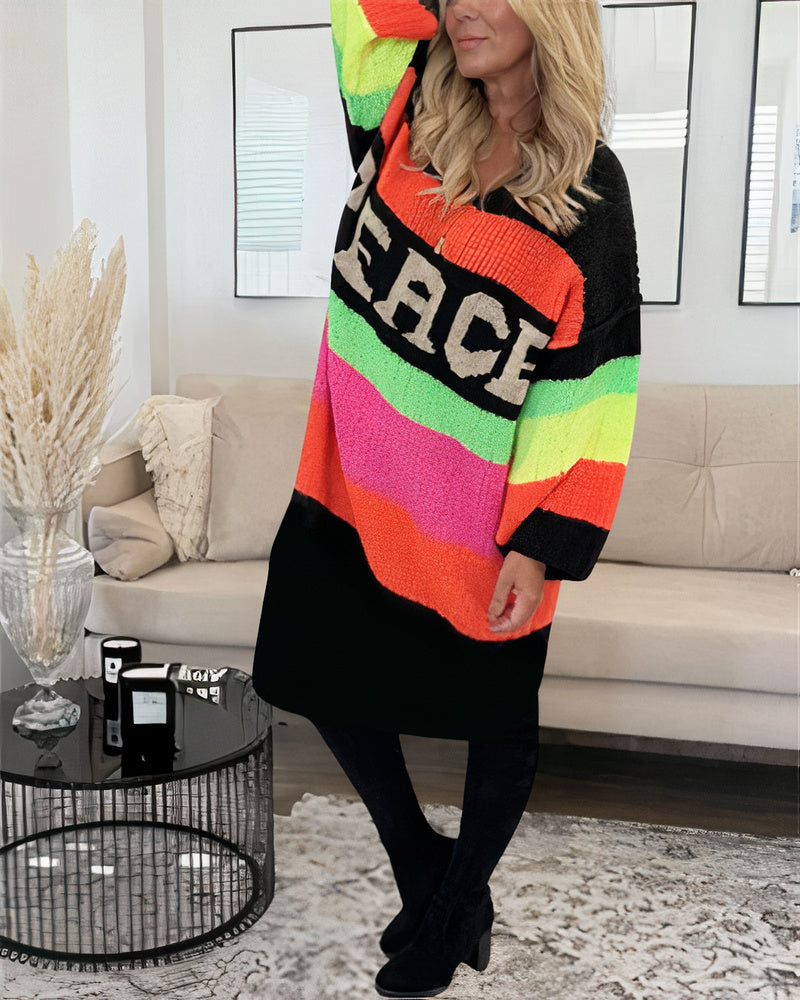 Eveloria Damen Pullover Regenbogenfarben