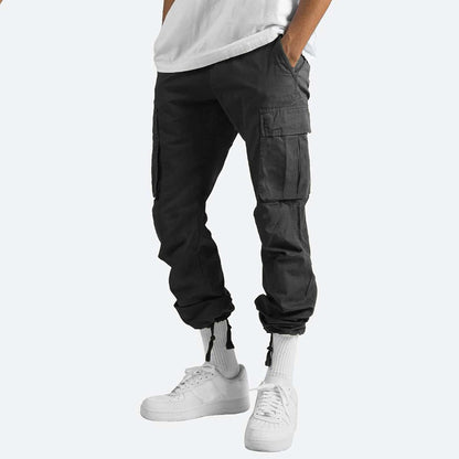 Herren Cargo Hose Weit Bein Kordelzug Mehrere Taschen