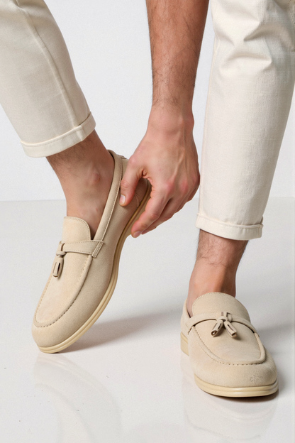Damen Loafer Beige Quasten Elegant Komfortschuhe