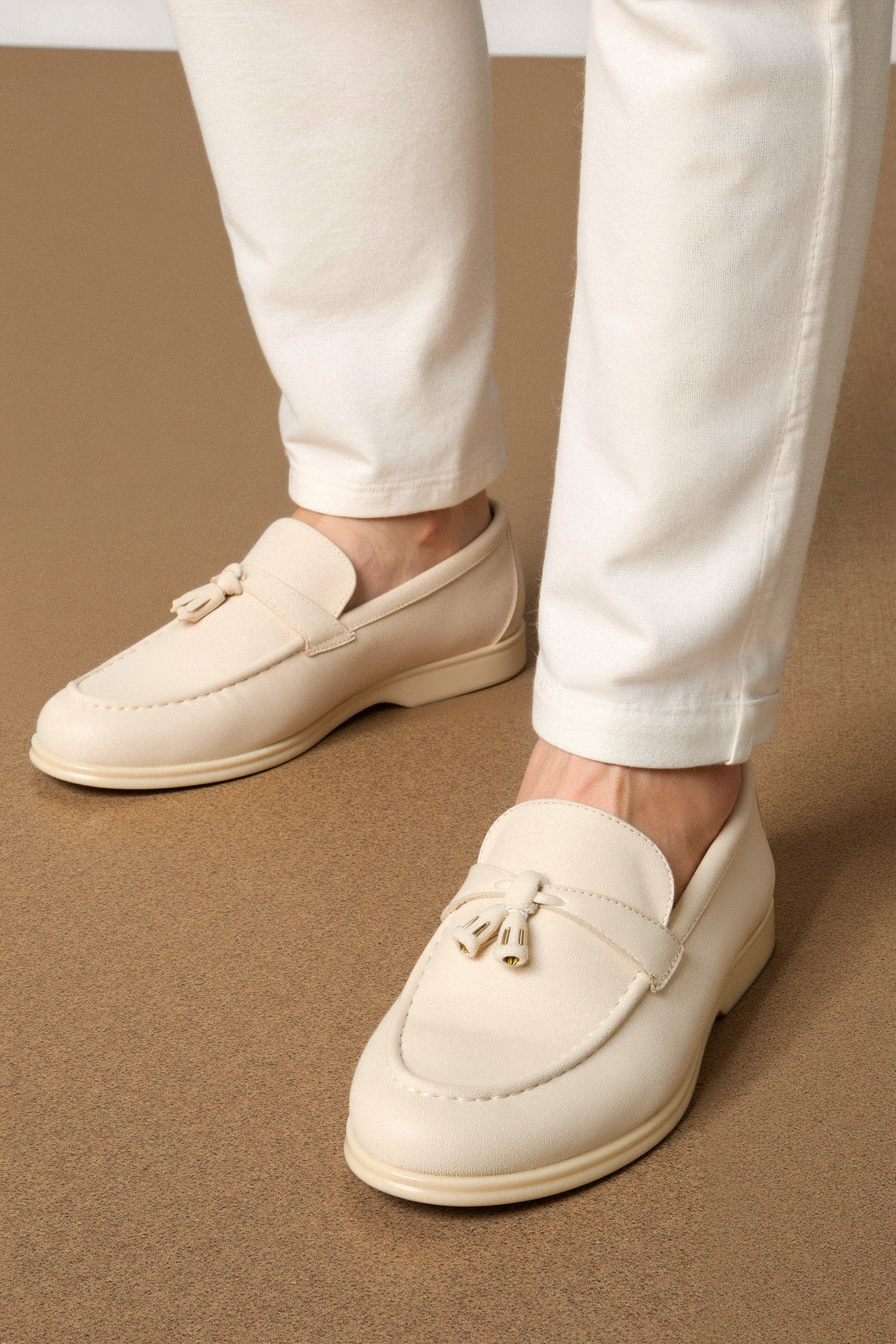 Damen Loafer Beige Quasten Elegant Komfortschuhe