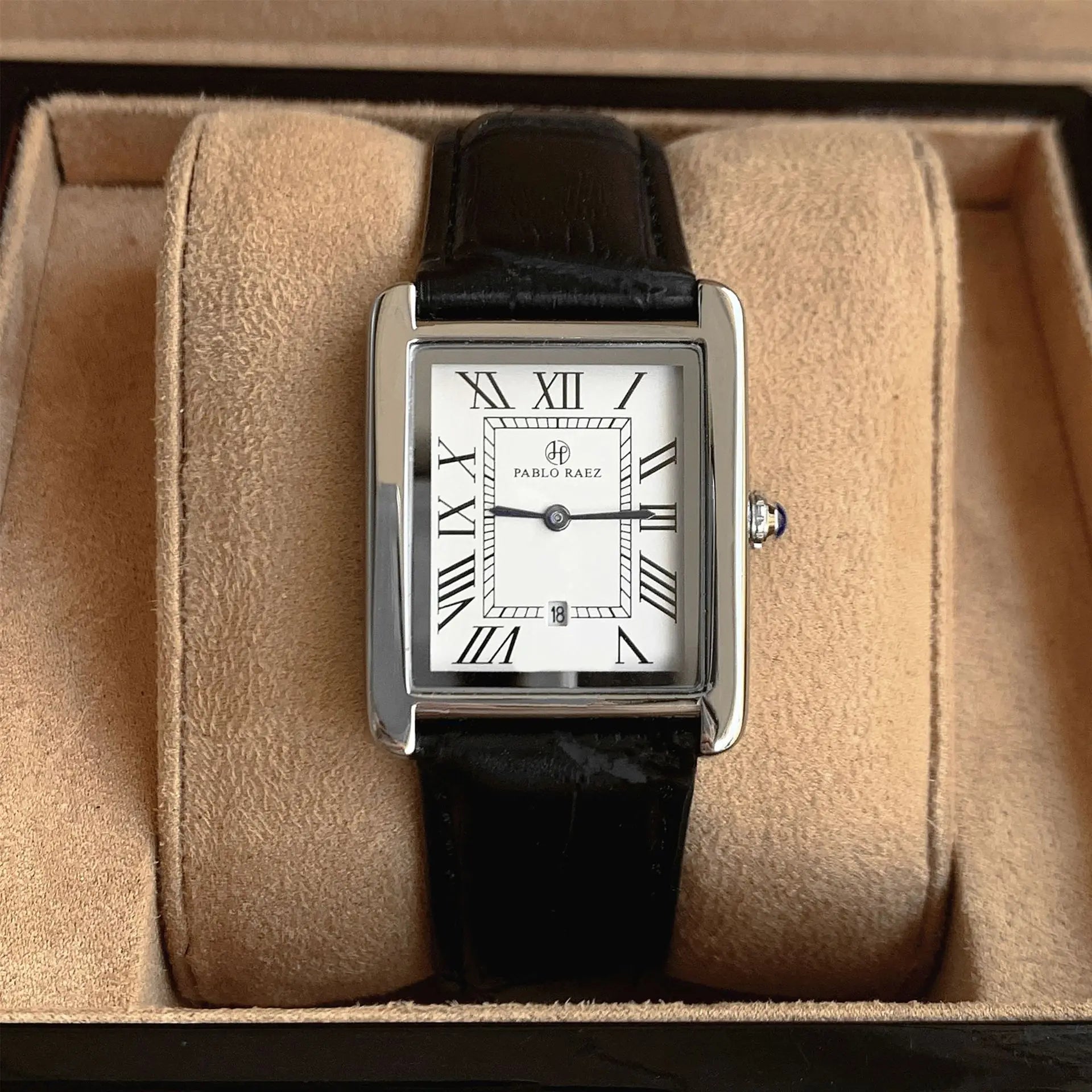 Herrenuhr Rechteckig Analog Leder Schwarz - Eveloria