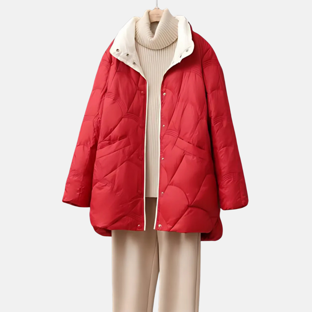 Eveloria Damen Daunenjacke Mittellang Stehkragen