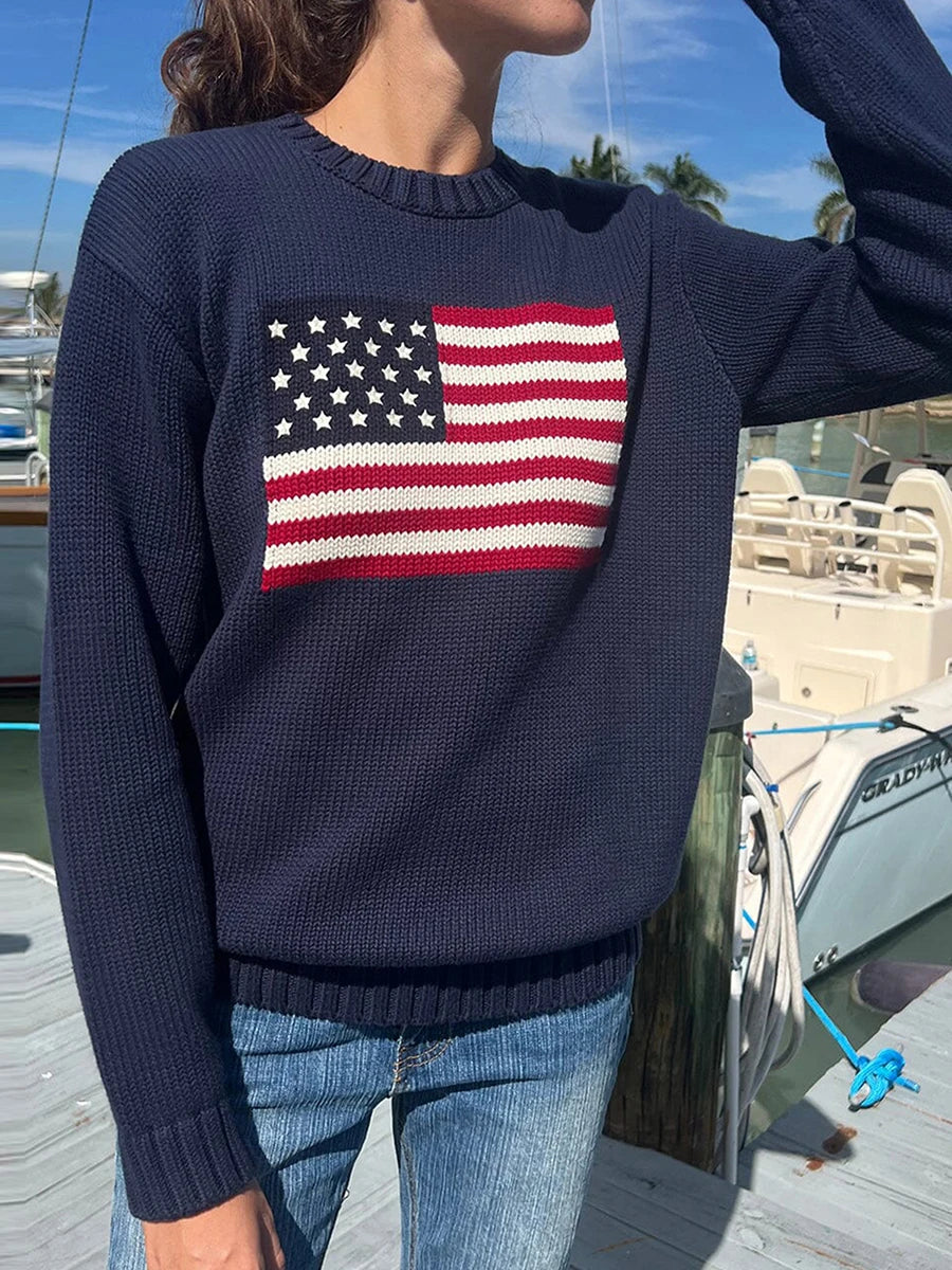 Damen Pullover mit Flag Motiv - Eveloria